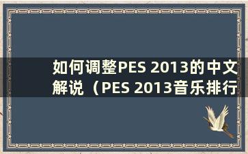 如何调整PES 2013的中文解说（PES 2013音乐排行榜）